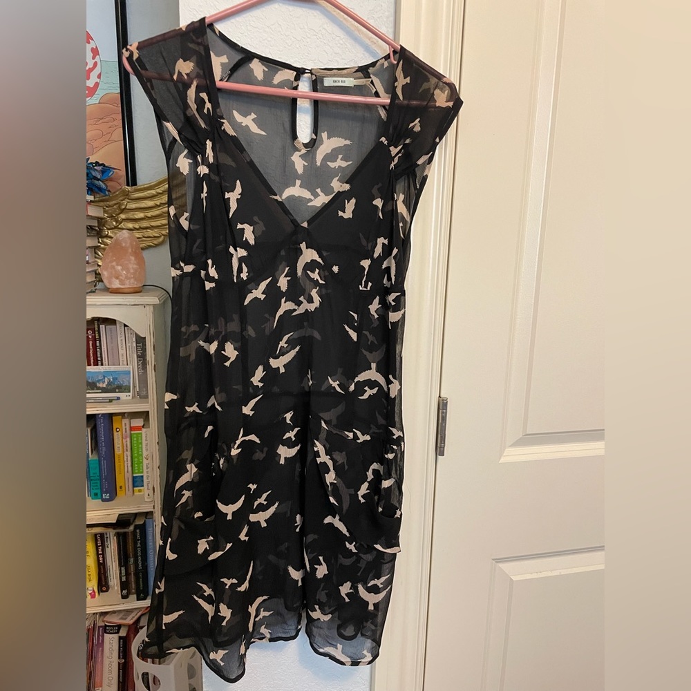 Urban Outfitters/ kimchi blue - chiffon navy bird dress/tunic.  Size small.